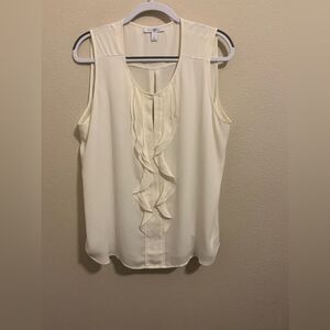Roz & Ali Cream Ruffle Sleeveless Blouse